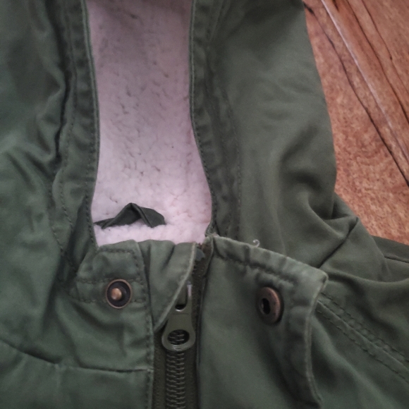 Cherokee Sherpa cotton army green jacket kids sz 4T - Picture 7 of 10